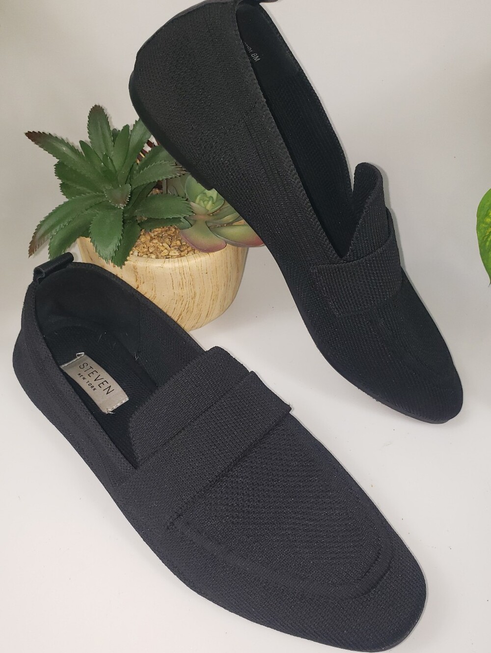 Steven Black Knit Slip-On Loafers - Flats Tisdale Classic Normcore 8
